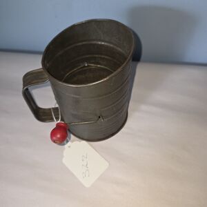 Vintage Bromwell’s Metal Flour Sifter Red Wood Knob Rustic Kitchen Decor